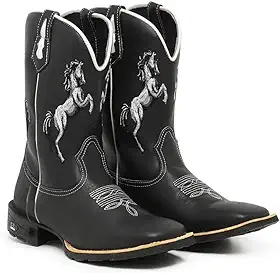 Bota Texana Masculina Com Bordado Cavalo Botina Country Texana