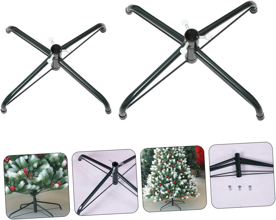 Cabilock Christmas Tree Stand 2pcs Metal Four-Legged Brackets 40cm and 35cm Xmas Tree Base for Home Holiday Decoration
