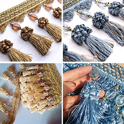 Garniture à Franges, Applique de Garniture Rideau, Pompon 1 mètre for la Couture Rideaux, Perles, Boules, Rubans, Accessoires Bricolage(8)