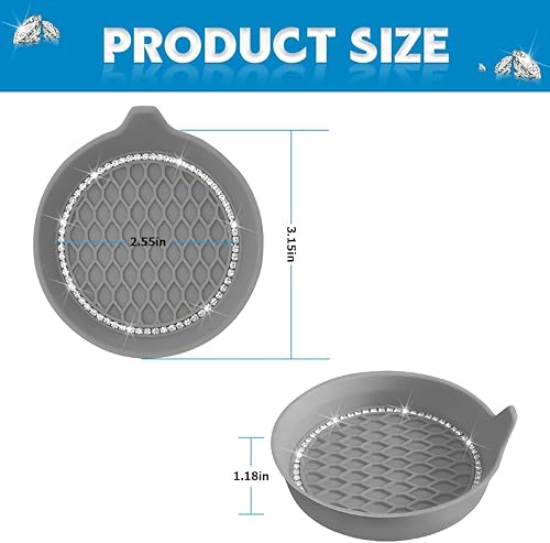 Miniatura 8 de Portavasos para automóvil, paquete de 4 posavasos universales con diamantes de imitación de cristal, tapete de silicona antideslizante a prueba de