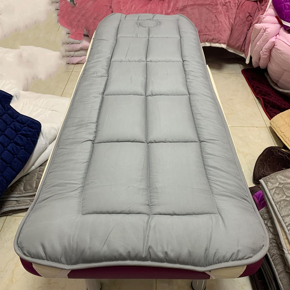 Lxjddld Gray 2 Cotton Beauty Bed Mattress Topper With Square/Round/Trapezoidal Head,Massage Table Mattress With Face Breath Hole,Spa Bed Pad Protector For Lash Bed(Bed Not Included),,S 70X185cm