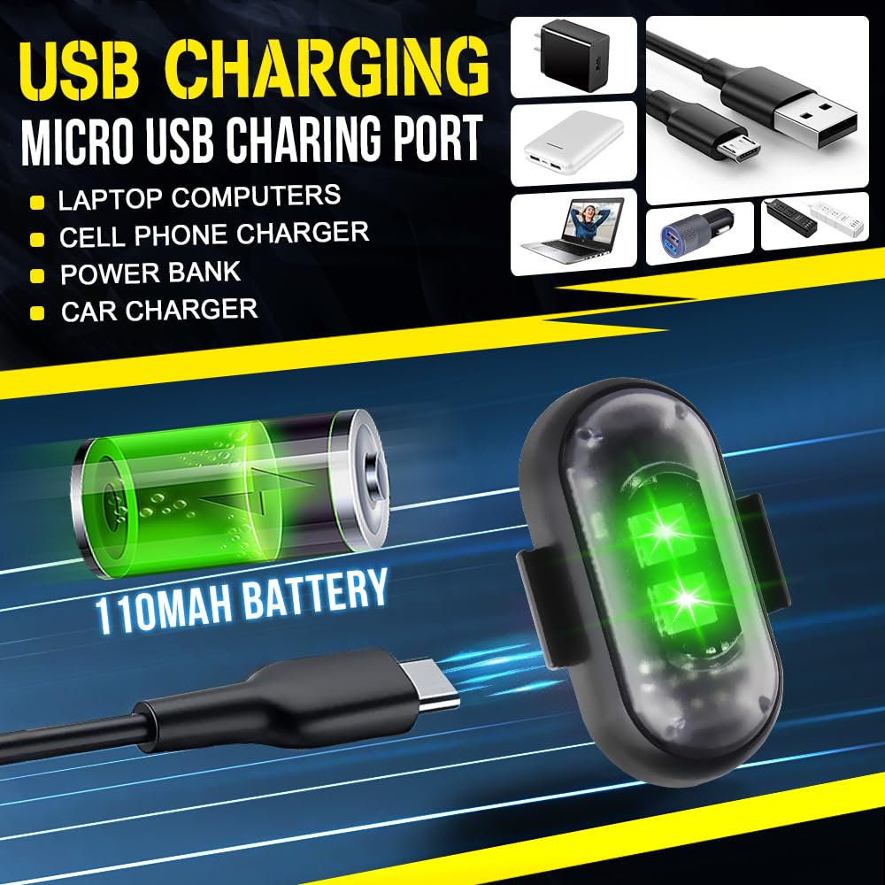 Luci Stroboscopiche LED Senza Fili con Telecomando, 8 Colori Ricarica USB Lmpermeabile Luce a LED per L'interno Dell'auto Moto Bicicletta Drone Camion Anti-collisione (8PCS)