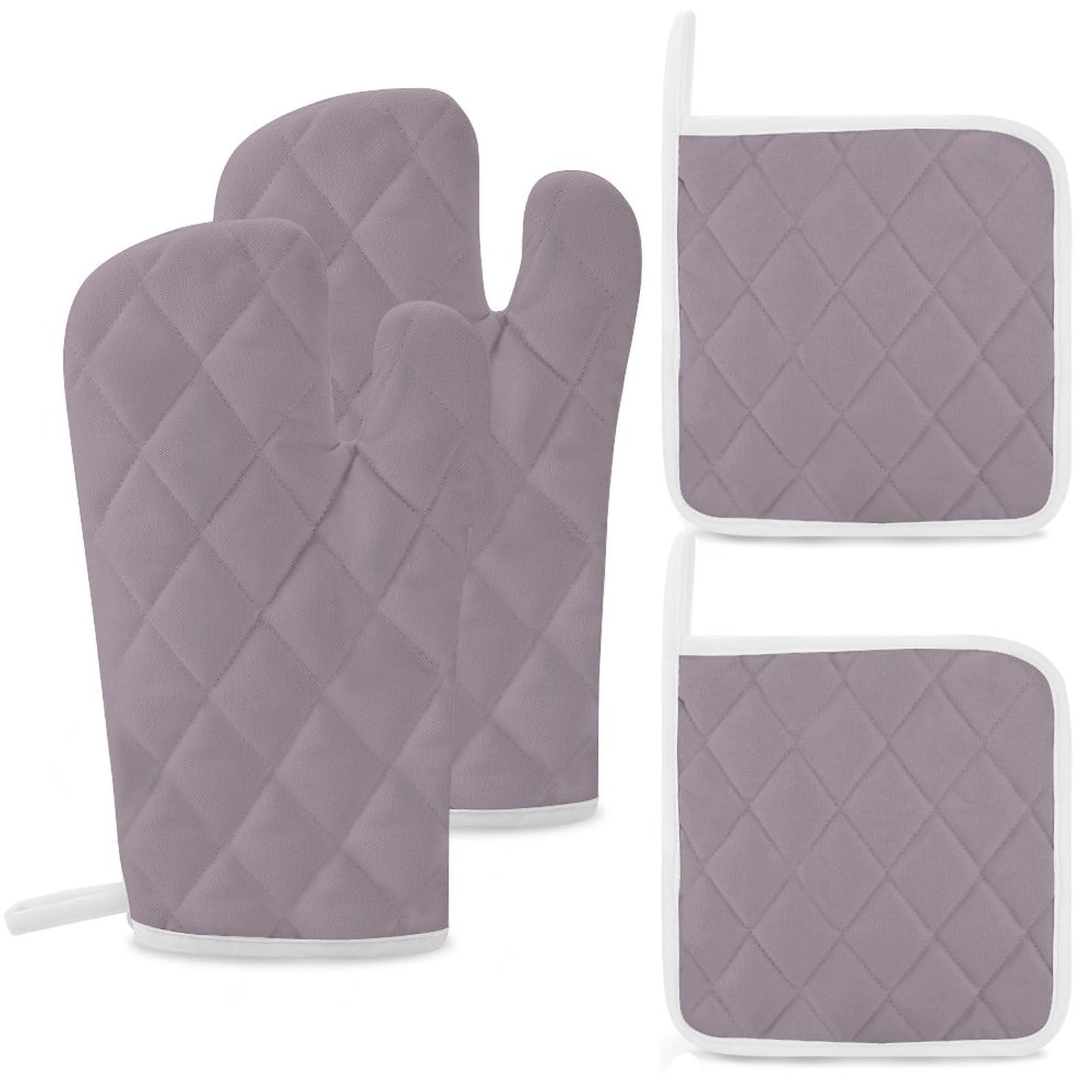 4Pcs Oven Mitts and Pot Holders, Heat Resistant Oven Mitts Gloves Set Kitchen Hot Pads for Cooking Grill