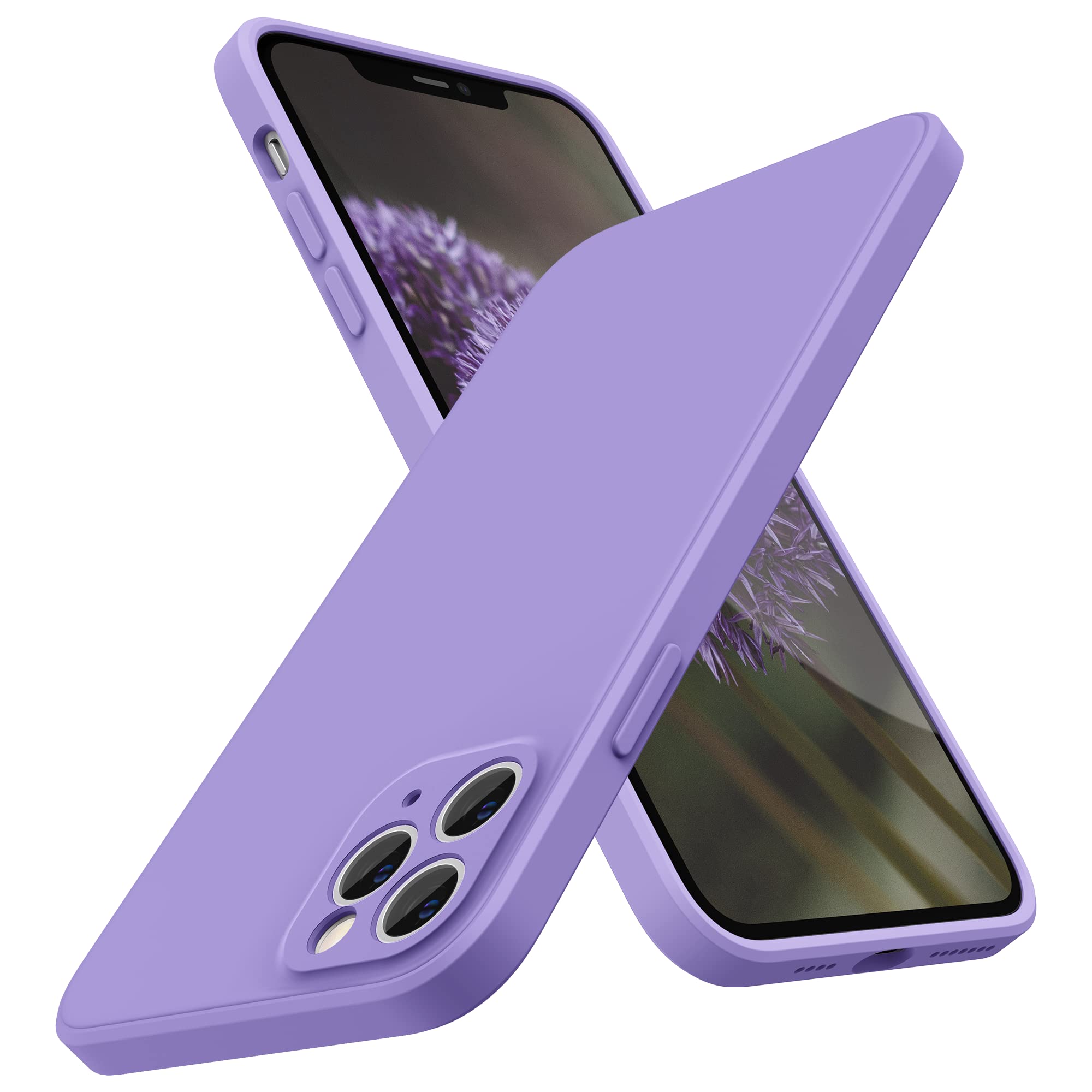 SURPHY Design for iPhone 11 Pro Max Case with Camera Protection, Straight Edge Design Liquid Silicone Slim Case, Light Purple