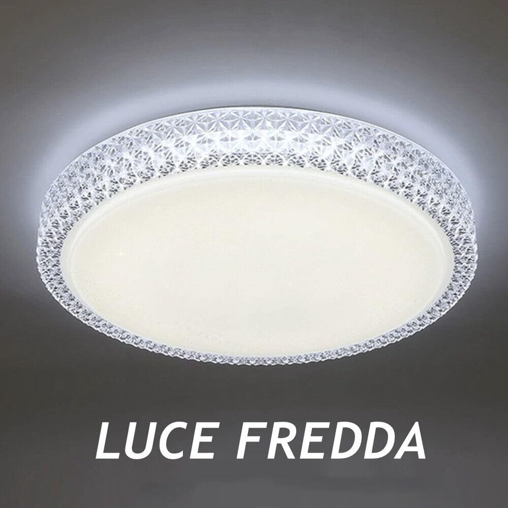 Dopastore Plafoniera da Soffitto LED 60W Design Cerchio Bianco Effetto Stellato Contorno Effetto Cristallo Con Telecomando Lampada da Parete Stile Moderno Interni IP20