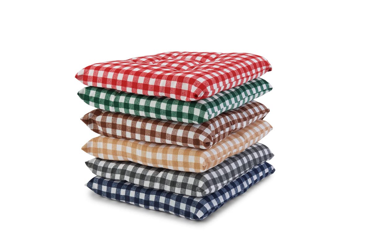 CosìCasa Coprisedie Cuscini per sedie da cucina set da 6 Pezzi Made in Italy | Copri Cuscini Sedie Cucina Imbottitura Sfoderabile | Copriseduta sedie Jacquard con Lacci Fantasia Quadretti Verde