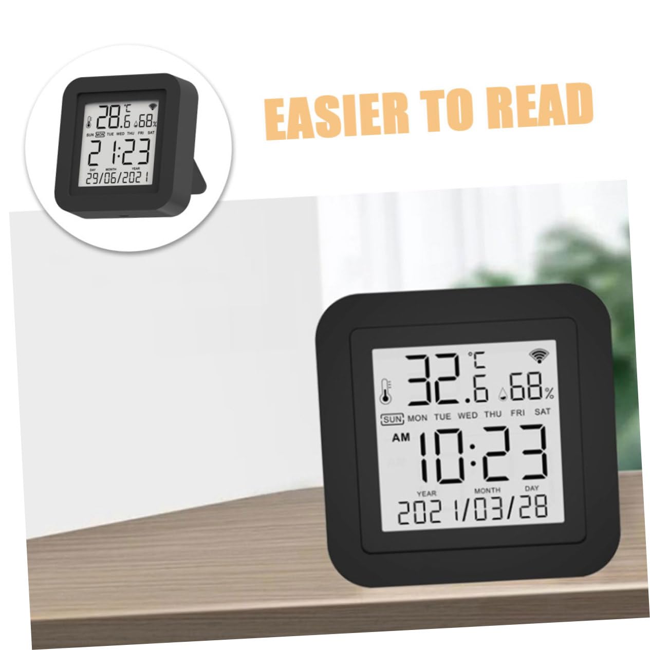 Angoily Termometro Digitale Display Lcd e Monitor di Umidità e Temperatura Piccolo Termoigrometro Digitale per Interni Misuratore di Temperatura e Umidità Domestico Alimentato USB