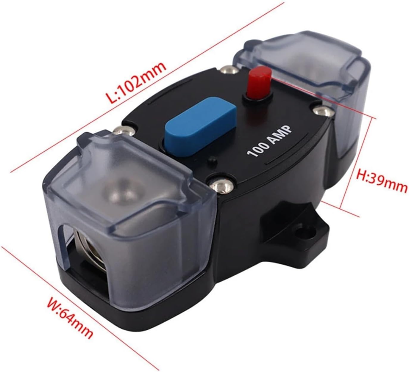 1PCS DC 12-48V Automatic Circuit Breaker Reset 50A 60A 80A 100A 150A 200A 250A 300A Car AGU Style Stereo Amplifier 4GA Fuse Holder(150A)