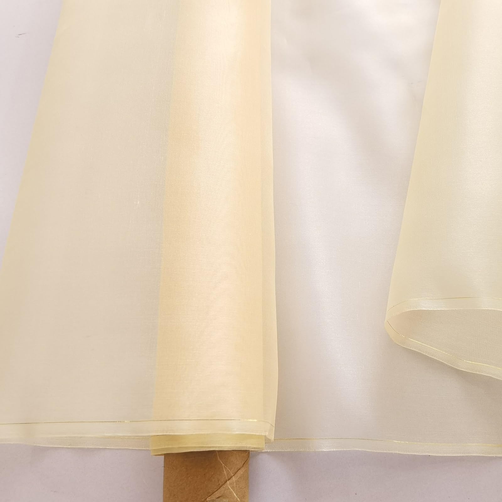 100cm*114cm Mulberry Silk Organza Fabric Tecido Fashion Wedding Dress Evening Gown Silk Fabric Lining Material Gauze Veil Tulle (Beige Gold)