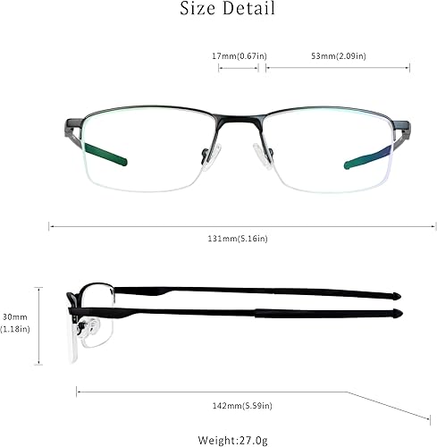 Miniatura 10 de LifeArt Lentes de lectura sin montura de aleación, lentes de bloqueo de luz azul, antifatiga ocular, anteojos para juegos de computadora, gafas de