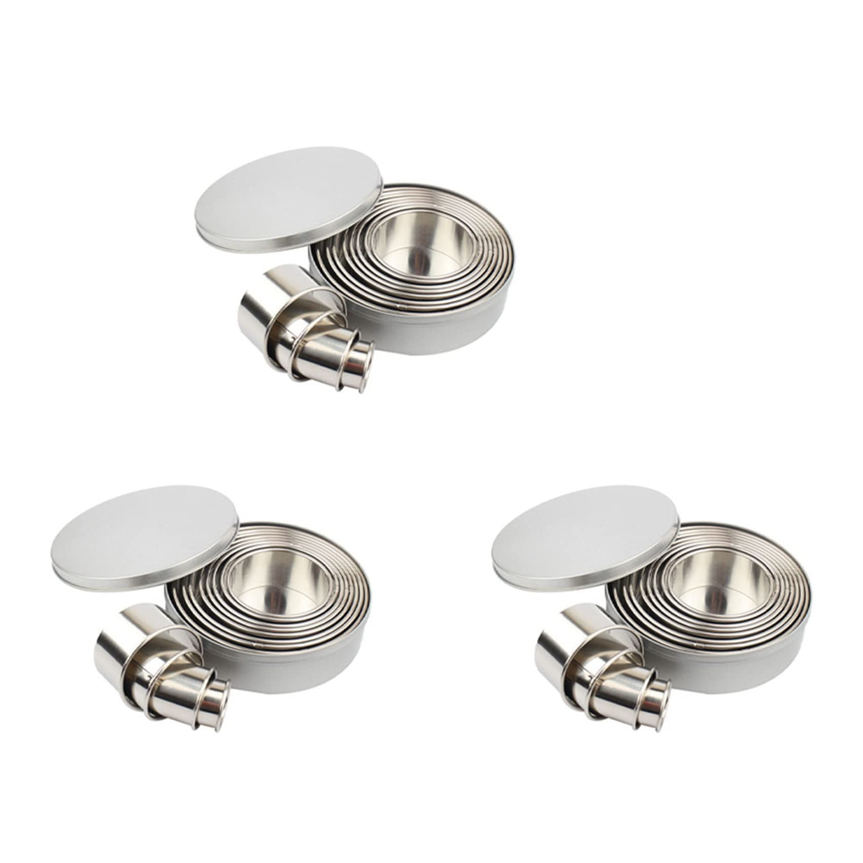 Hndhbfgrt Cookie Biscuit Cutter Set, Round Stainless Steel Pastry Rings 36 Pieces with Round Box for Donut Pastries Fondant Cake