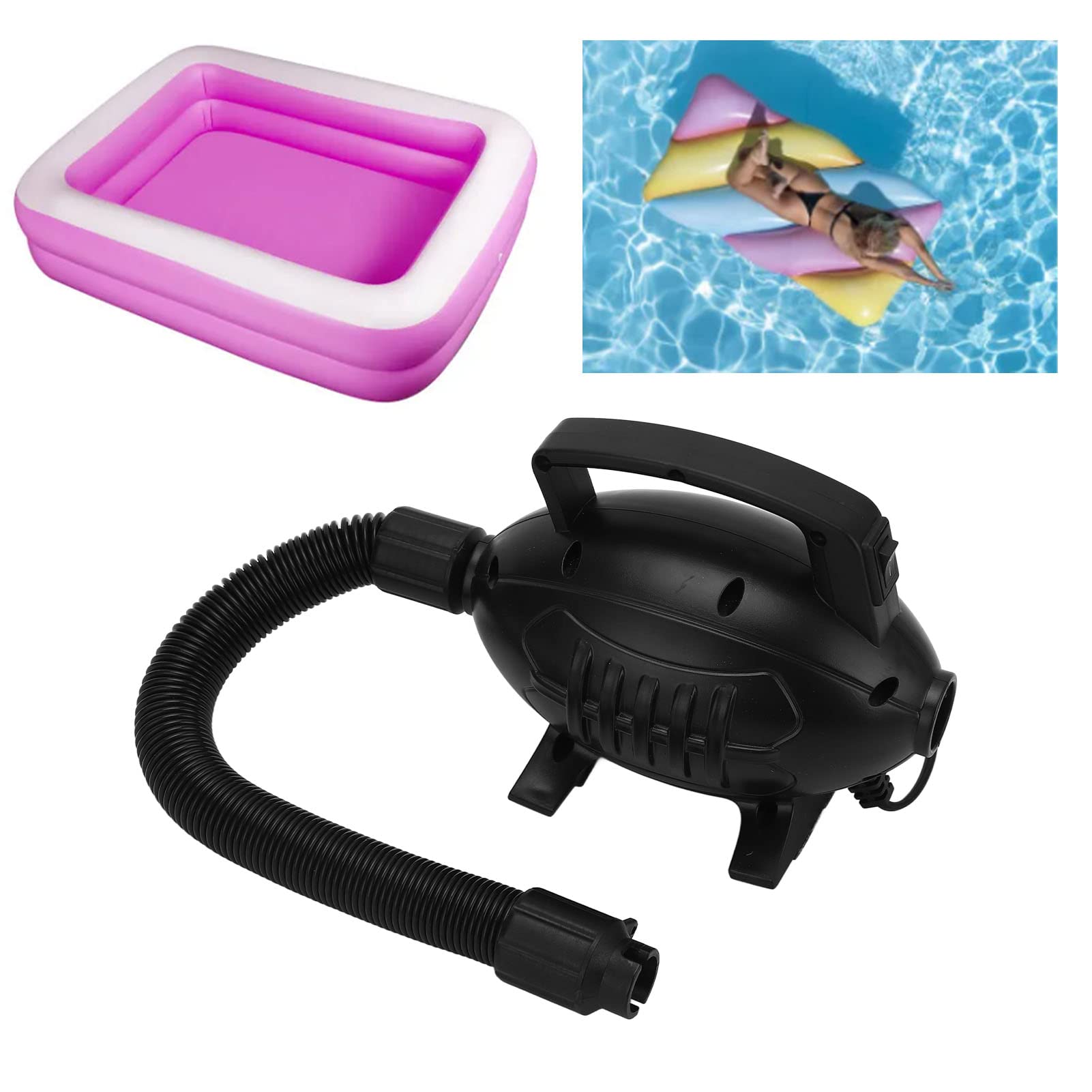 Air Pump, Wide Use 600W Silent Electric Inflation Pump with 5 Nozzles for Inflatable Bed (US Plug 110?120V)