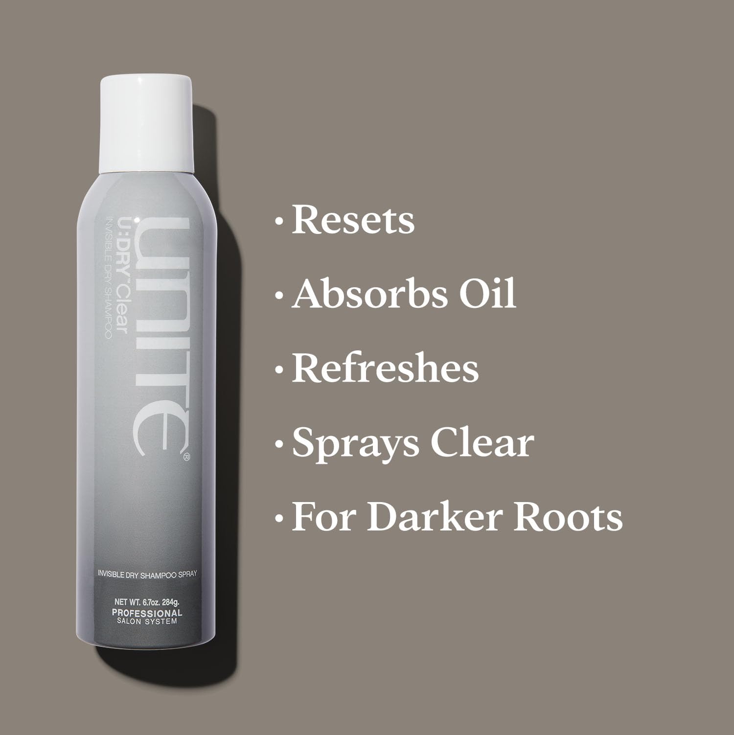 UNITE Hair – U:DRY Clear – Invisible Dry Shampoo to Absorb Oil, Neutralize Odor & Refresh Without Residue – Ideal for Darker Hair – 6.7 Oz