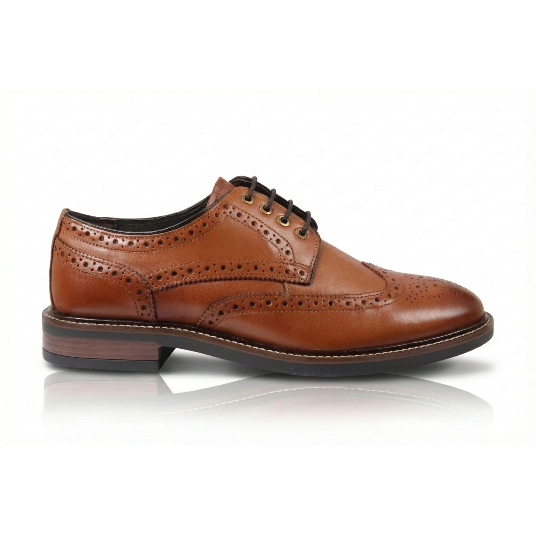 Scarpe da uomo in pelle con punta alare Brogue Classic Tan Brown Derby Lace-Up Dress Shoes