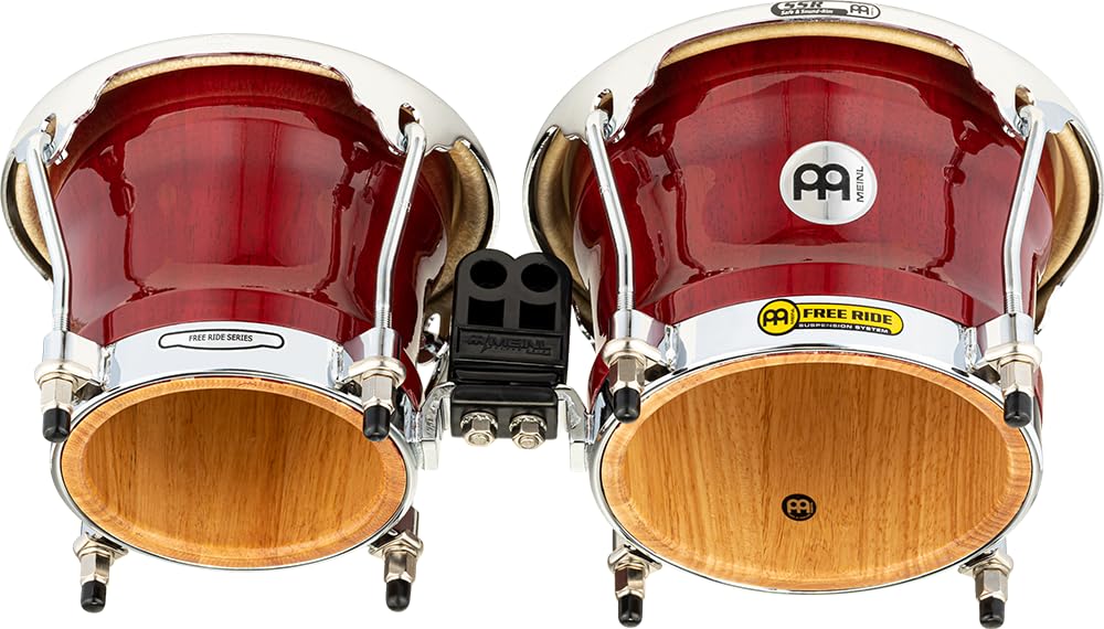 Meinl Percussion Professional Series Bongos, Rot (FWB400CR) | 2 Handtrommeln, 7 und 8,5 Zoll, Inklusive Stimmschlüssel, Siam Eiche