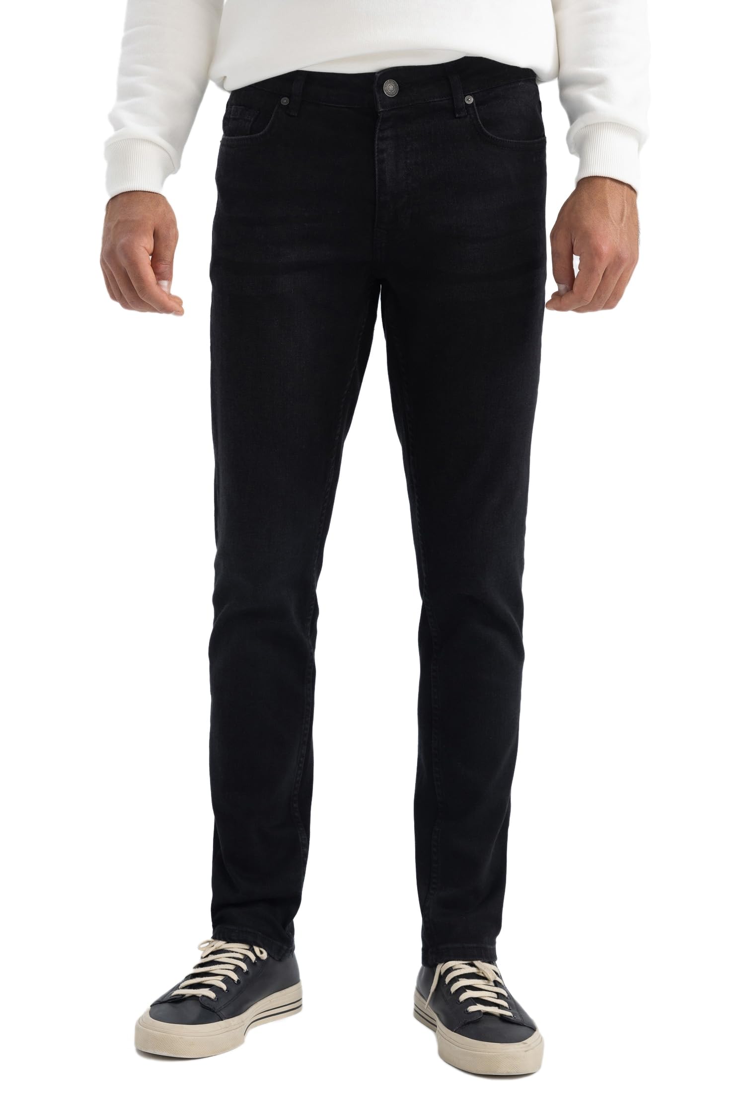 R8788AZ Pedro Slim Fit Normal Bel Dar Paça Siyah Jean Pantolon Erkek