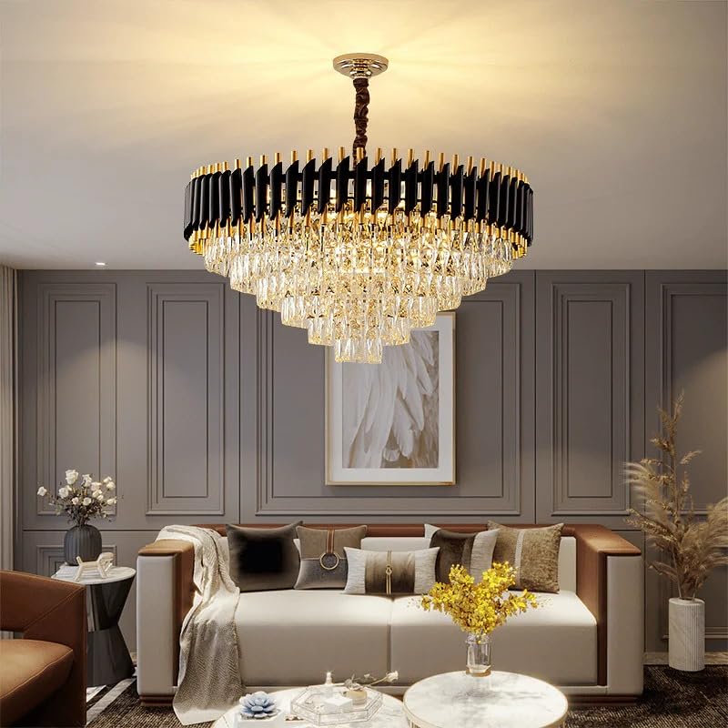 jagat janni enterprises || Black Mamba Chandelier with Stainless Steel Tube Crystal Chandelier,Black Gold + FREE USB GIFT + 3 color LED Light (600mm)-image-12
