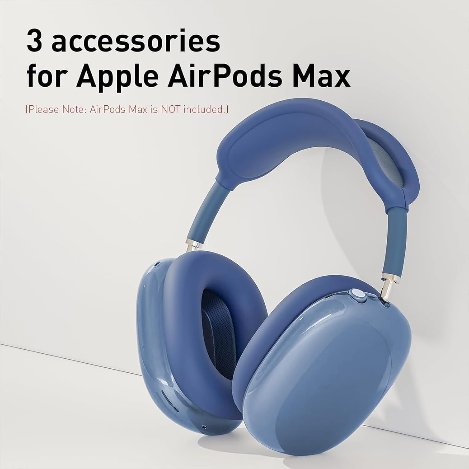 Case Cover for AirPods Max Headphones, Silicone Ear Pad/Headband Cover/Clear Soft TPU Ear Cups, [3 in 1] Accessories Protector for Apple for AirPod Max (2024/2020),Blue - Image 2