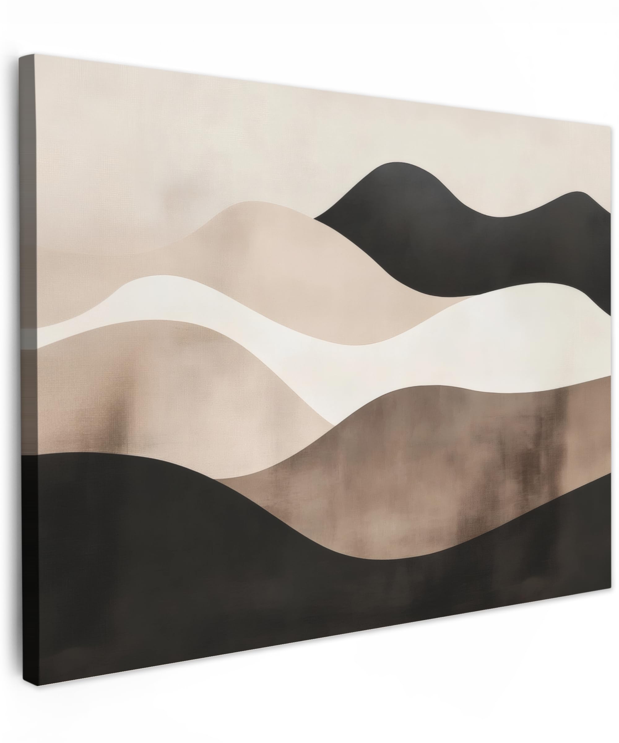MuchoWow© Wandbilder 80x60 cm Schlafzimmer Home Deko Wohnung Bild Wohnzimmer Fotoleinwand Wand Bilder Leinwand Wall Decor Abstrakt - Landschaft - Wellen - Cremefarben