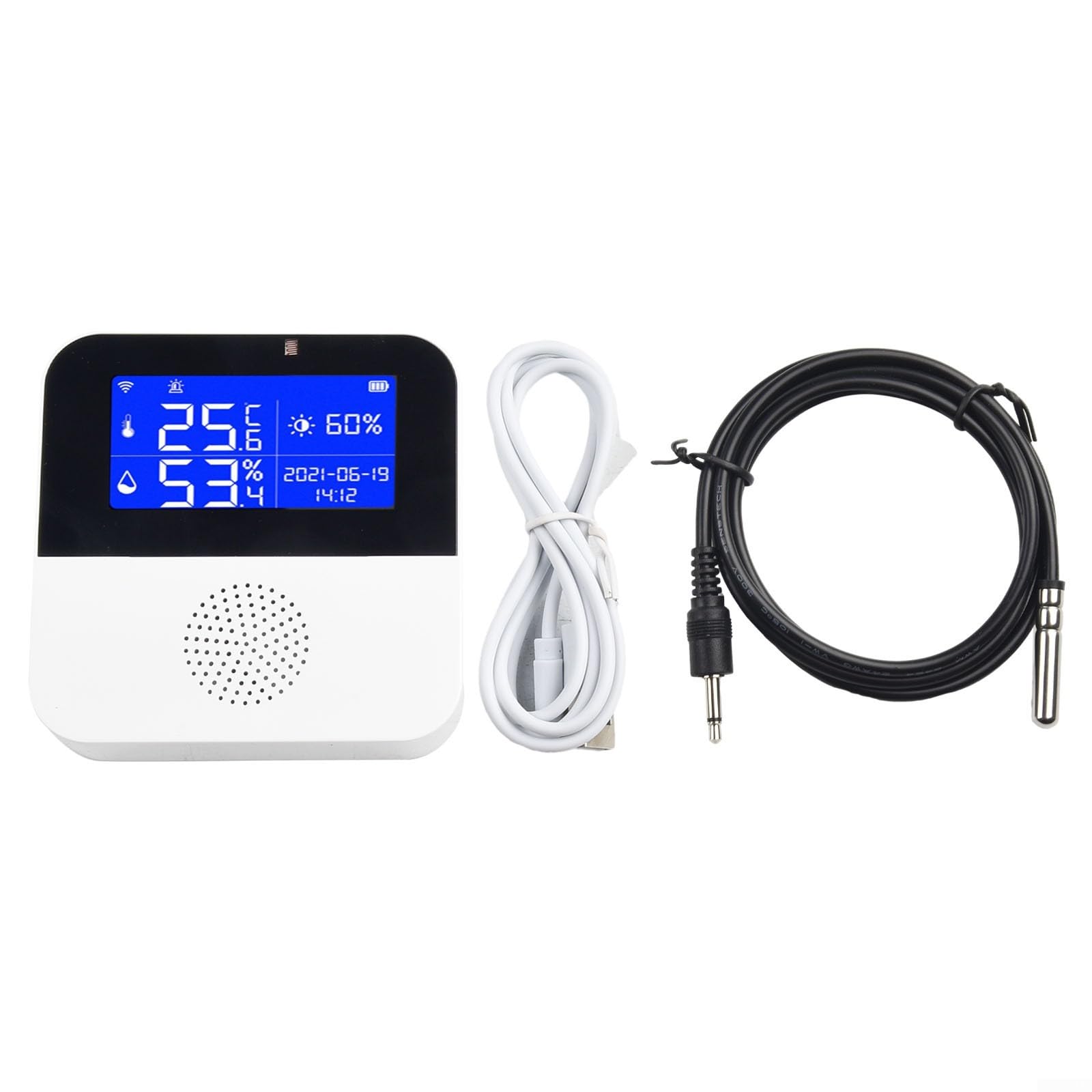 Oniissy Oniissy WiFi Temperature Sensor External Probe For Tuya Temperature Humidity Monitor, 2 in 1 Temperature and Humidity Sensor with App Control and External Probe(With probe line)