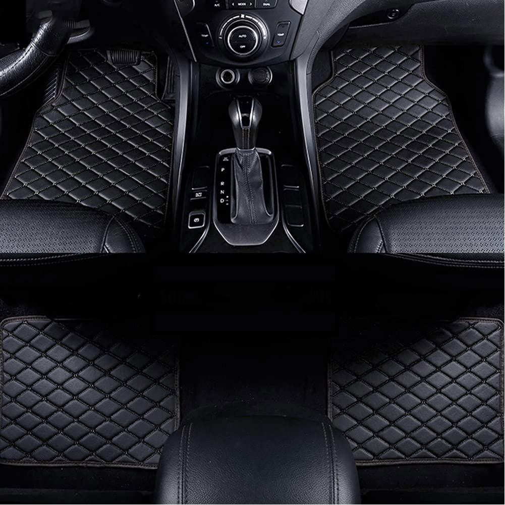 Universal Car PU Leather Liner Floor Mats for Nissan Pulsar Rouge Sentra Titan NAVARA, 5 Seats All Weather Waterproof Non Slip Carpet Mat Auto