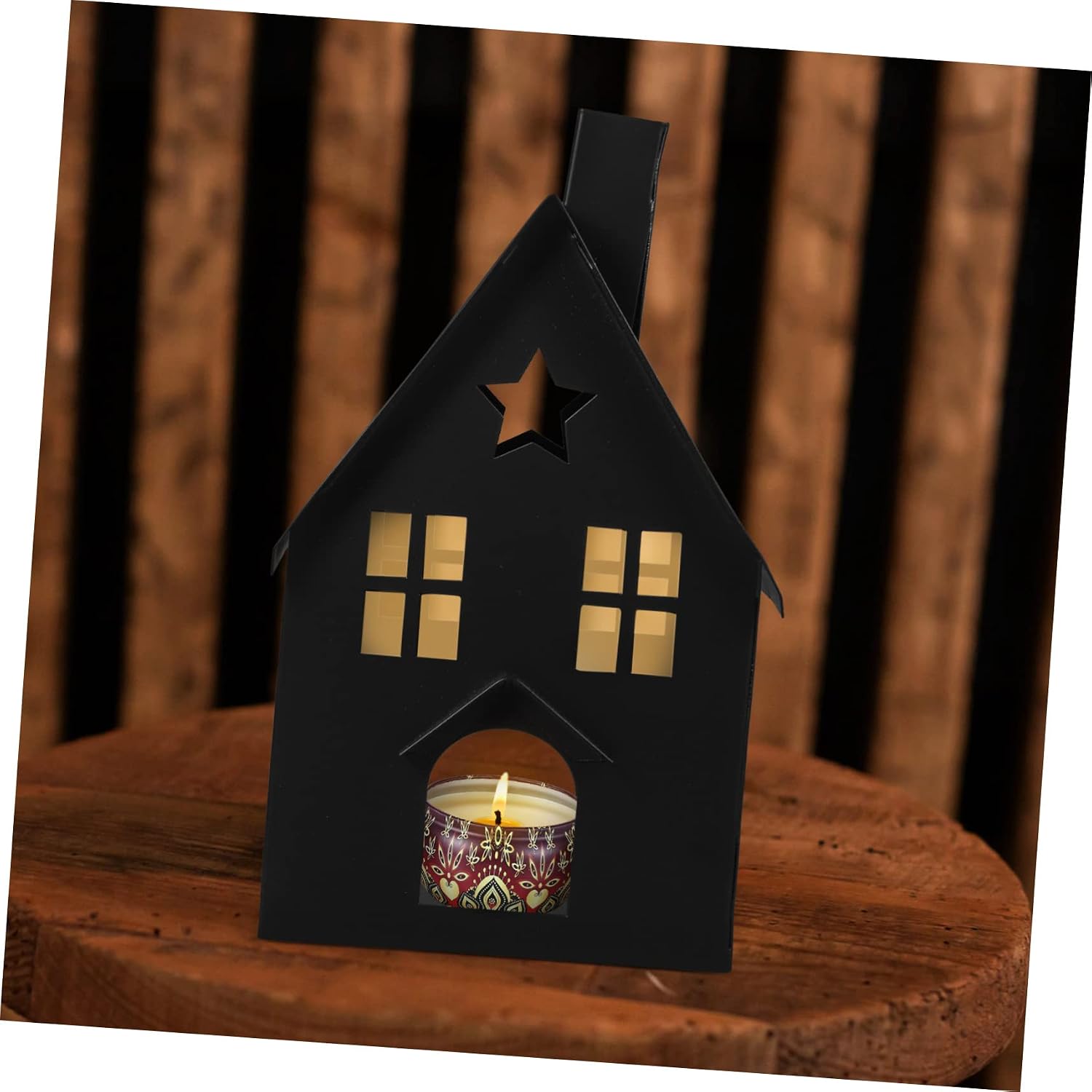 House Shaped Candle Holder Vintage Iron Art Tealight Holder for Desktop Decor and Heat-Resistant for Home Office Party Centerpiece