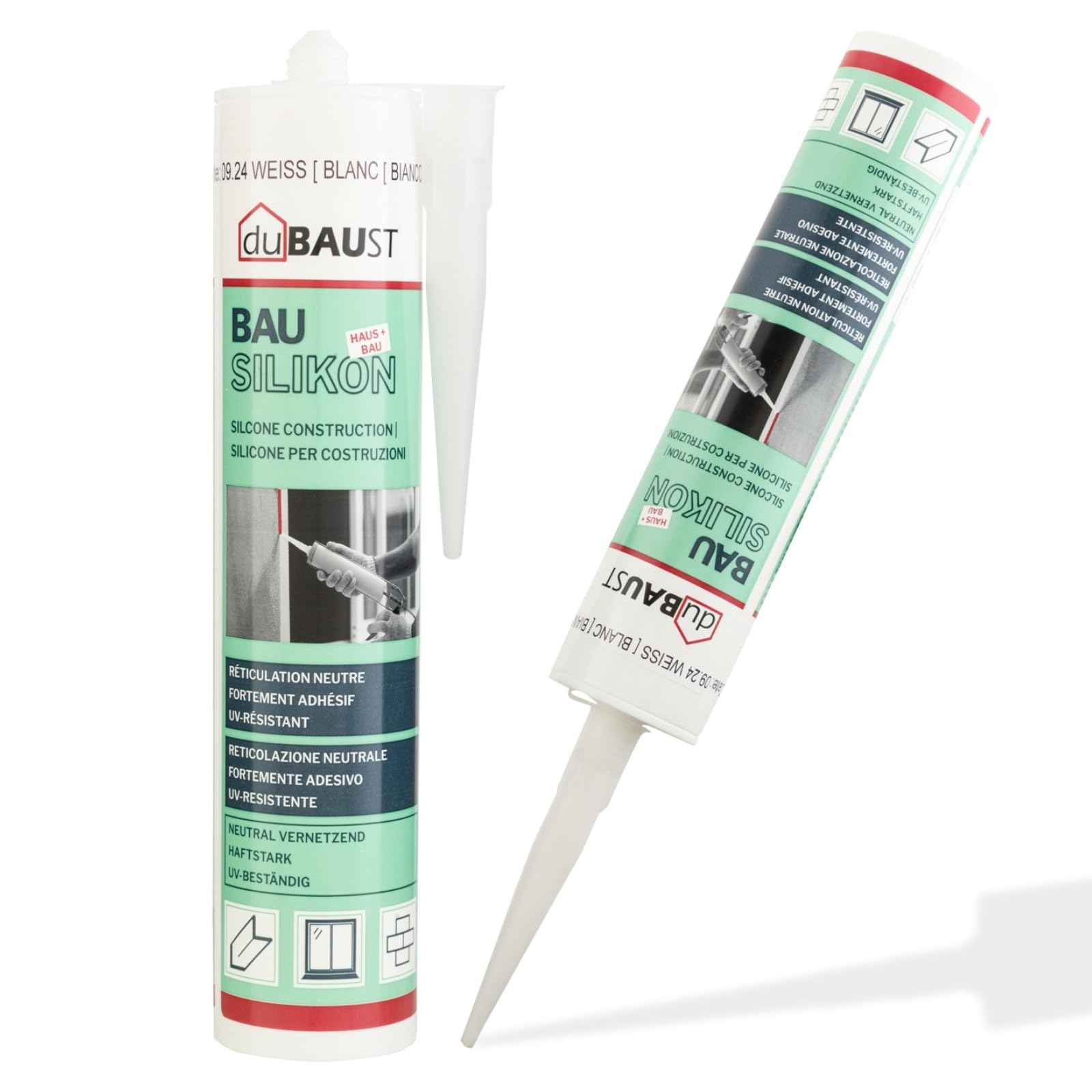 dubaust BAS24 Bausilikon Fenstersilikon Neutralsilikon Innen/Aussenbereich witterungsbeständig hochelastisch 310ml Kartusche (transparent)