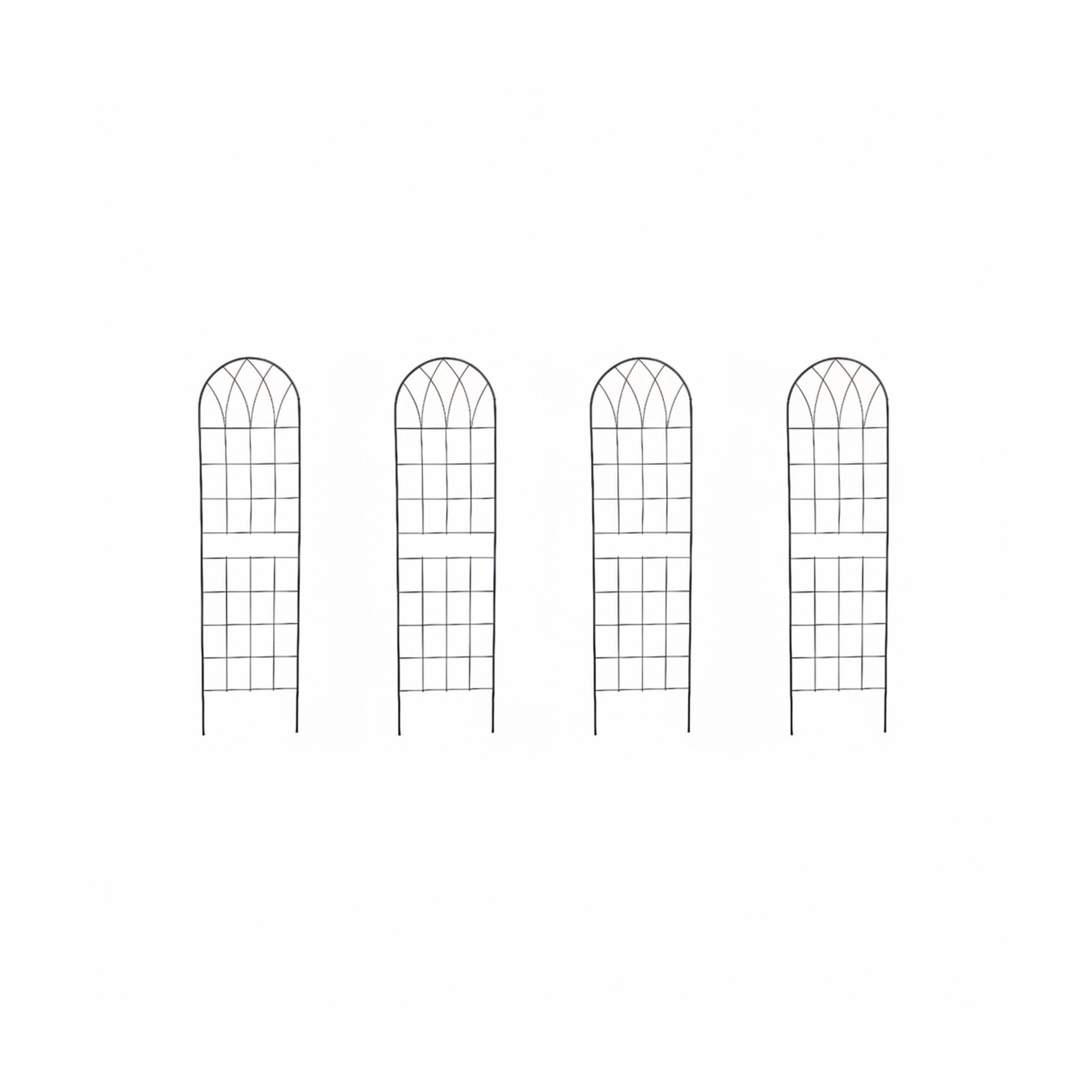Relaxdays Enrejado para trepadoras, Set 4, Acero, 150 x 40 cm, Soporte para Rosales y Enredaderas, Negro