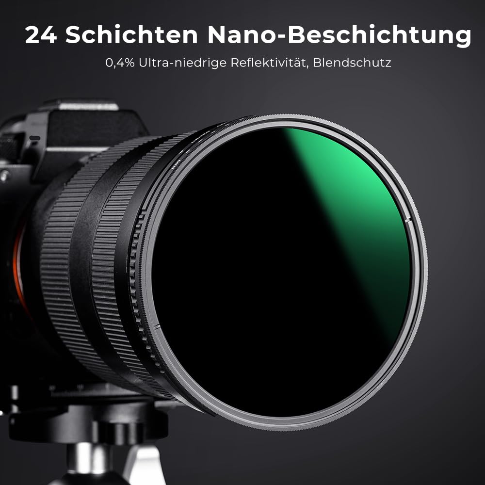 K&F CONCEPT Variabler ND Filter 72mm ND8- ND2000 Graufilter (3-11 Blenden) | Optikglas mit 24-lagiger Nano-Beschichtung,wasserdicht,HD Bild,für Landschaftsfotografie,Nano-Dazzle,FN503