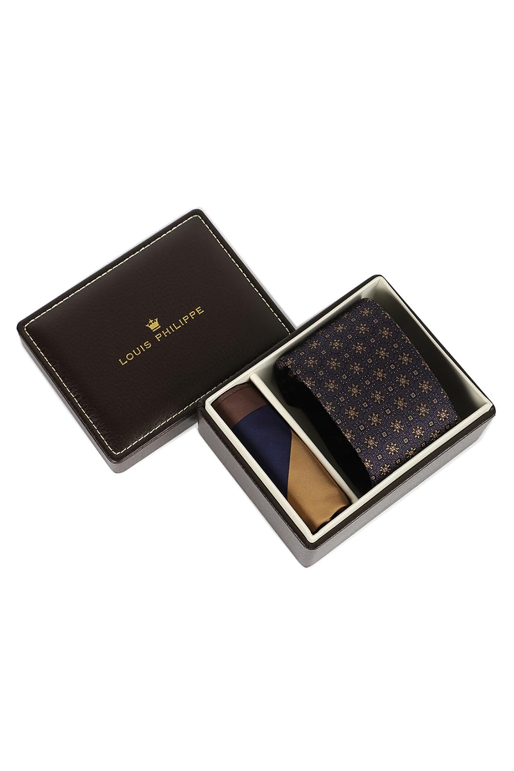 louis philippe Men's Polyester Navy Embroidered Tie And Formal Pocket Square, Free Size-picture-38