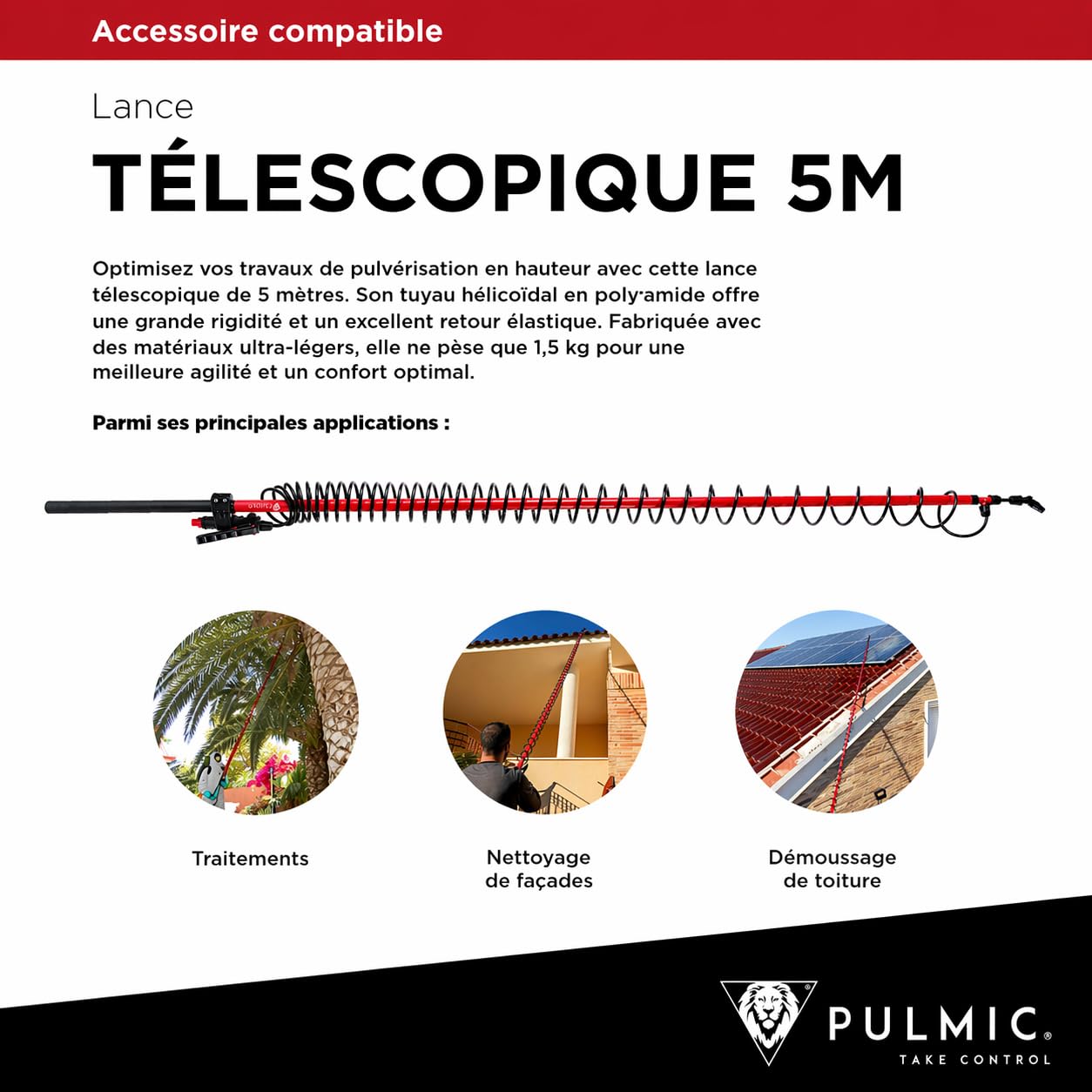 PULMIC TAKE CONTROL Pulvérisateur électrique industriel 35 l'application de désinfectants et de dégraissants. 35L. 7 Bar. jusqu'à 3hrs d'autonomie,2 batteries au lithium amovible,Accessoires inclus