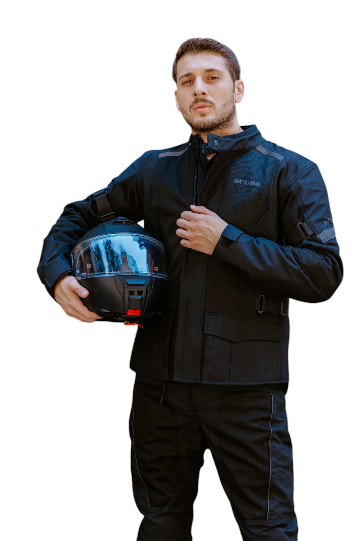Scudo Vivaldi 4 Mevsim Erkek Motosiklet Ceketi Siyah