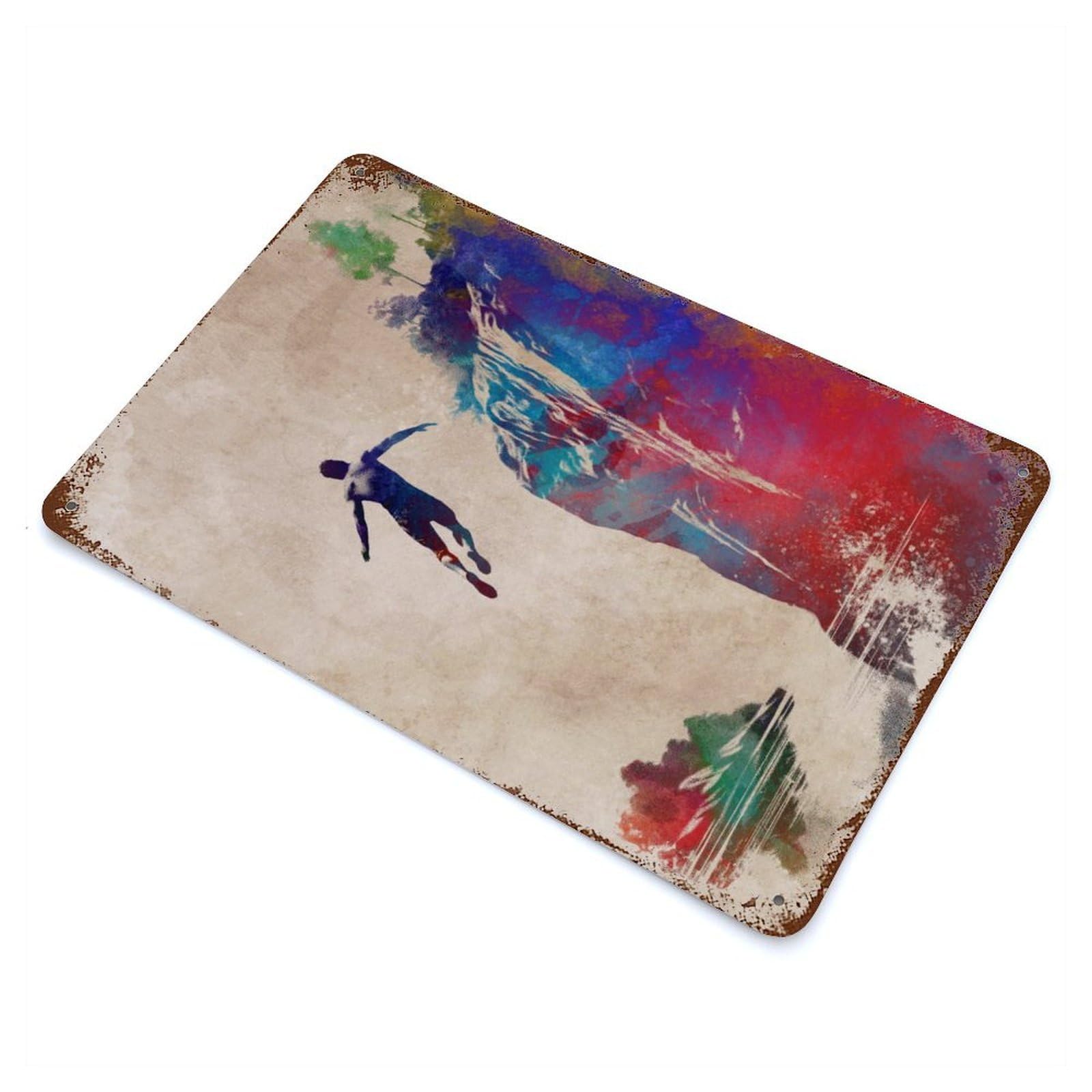 Jumping to The Water Vintage Wall Sign 11.8"x7.9", Rust Effect Metal Decor for Farmhouse, Kitchen And Entryway Decor