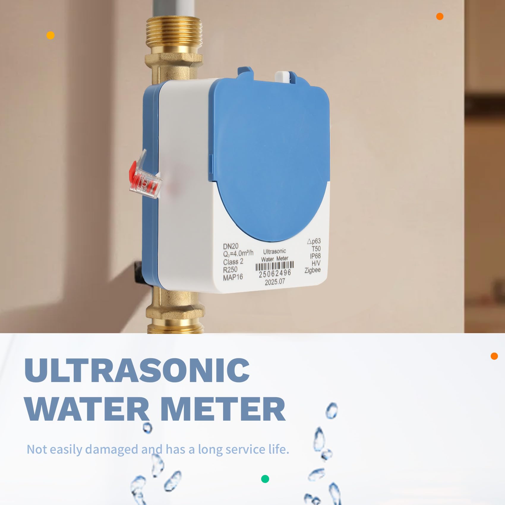 LCD Digitalanzeige Wasserzähler Tuya Zigbee Ultraschall DN20 IP68 Wasserdicht Wasserfluss- und Verbrauchsüberwachung