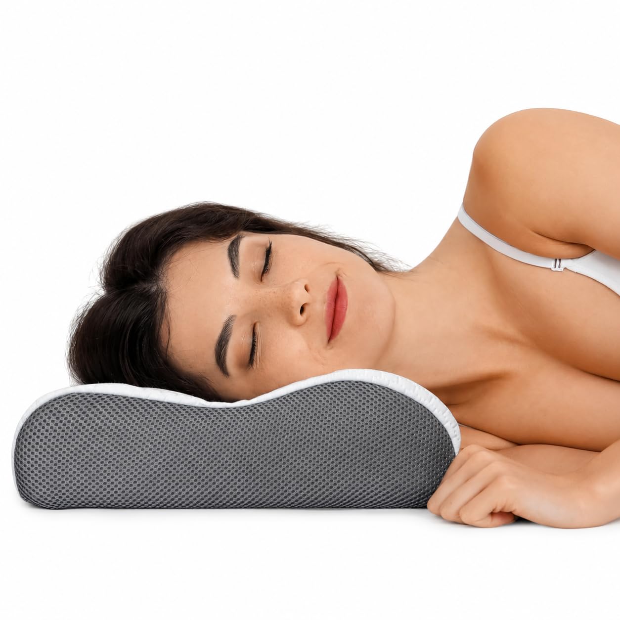 Aamira Orthopedic Memory Foam Neck Pillow 55x35x11cm - Cervical Neck Support for Neck & Shoulder Pain Relief, Side Sleeper Pillow for Back & Stomach Sleepers