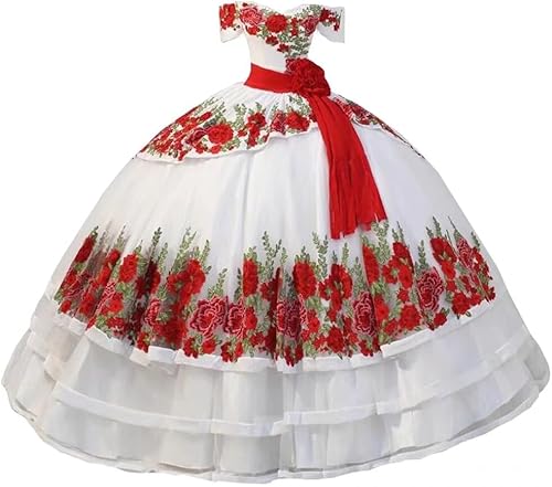 Vestidos de quinceañera con apliques florales, estilo mexicano, vestido de baile con hombros descubiertos, dulce 15, vestido de graduación 2025
