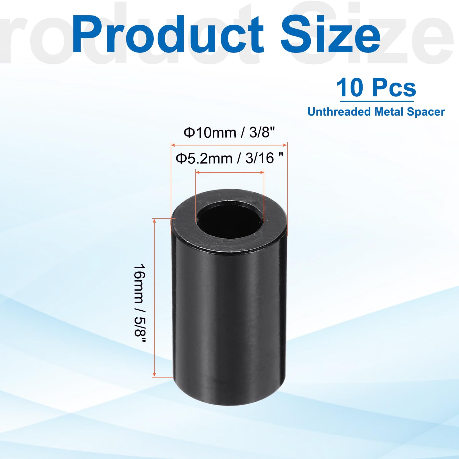 PATIKIL 10pcs M5 Aluminium Spacers, 3/16" ID x 3/8" OD Round Standoff Spacer - Image 2