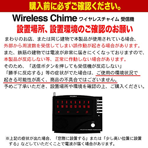 Amazon.co.jp: ワイヤレスチャイム 受信機WRC16 + 送信器F008黒6個