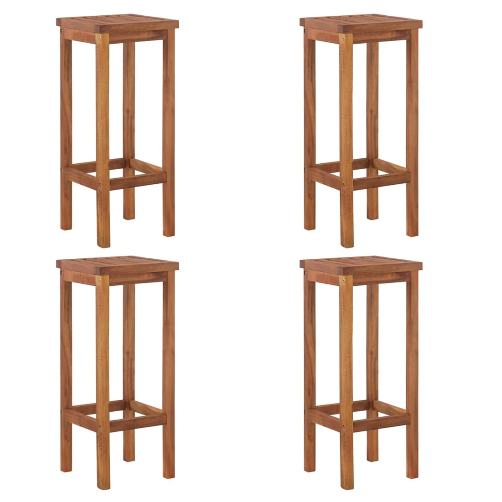 Homgoday Mesa y taburetes Altos de jardín 5 pzas Madera Maciza Acacia, Set de Mesa Alta y Taburetes Desayuno Muebles Bar Comedor Cocina Mobiliario Hogar Patio Restaurante Tipo1