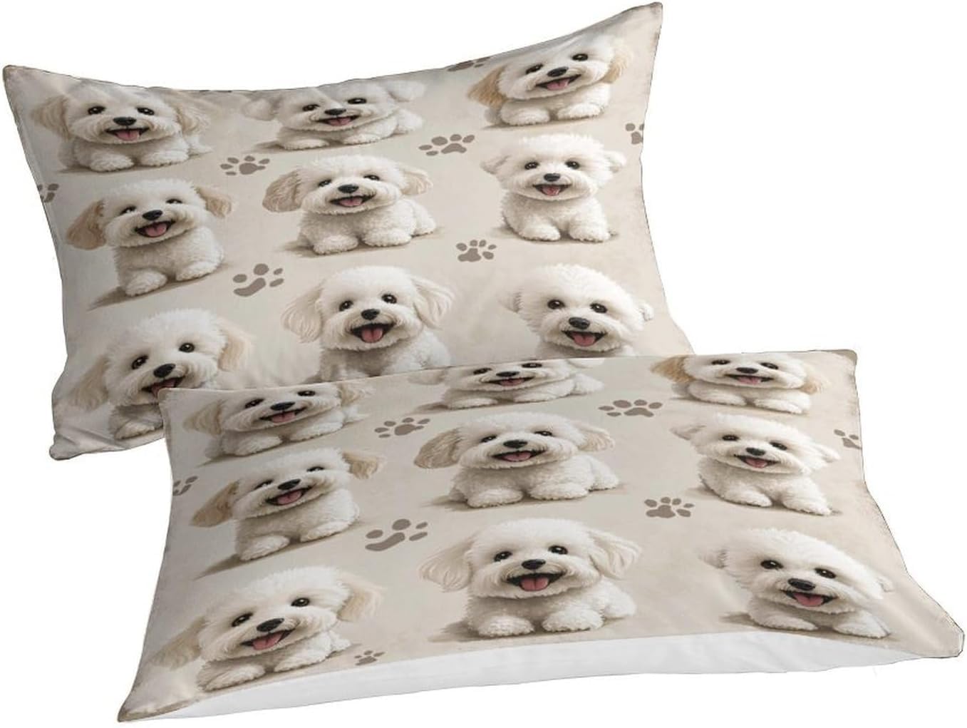 Set Copripiumino Una Piazza e Mezza 200x200 cm Cani Maltesi Stampa 3D Biancheria da letto Tema Animali Domestici in Morbido Microfibra 3 Pezzi 1 Copri Piumino e 2 Federe con Cerniera C-866