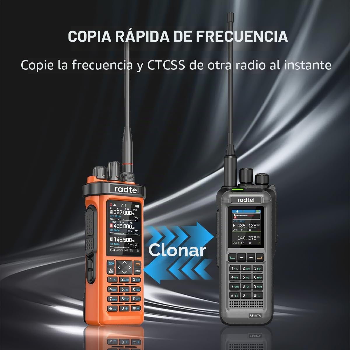 Radioaficionado Radtel RT-950 Pro GPS/APRS, walkie-Talkie portátil de Largo Alcance de 10 W, programación por aplicación Bluetooth, Color Naranja (con Cable de programación)