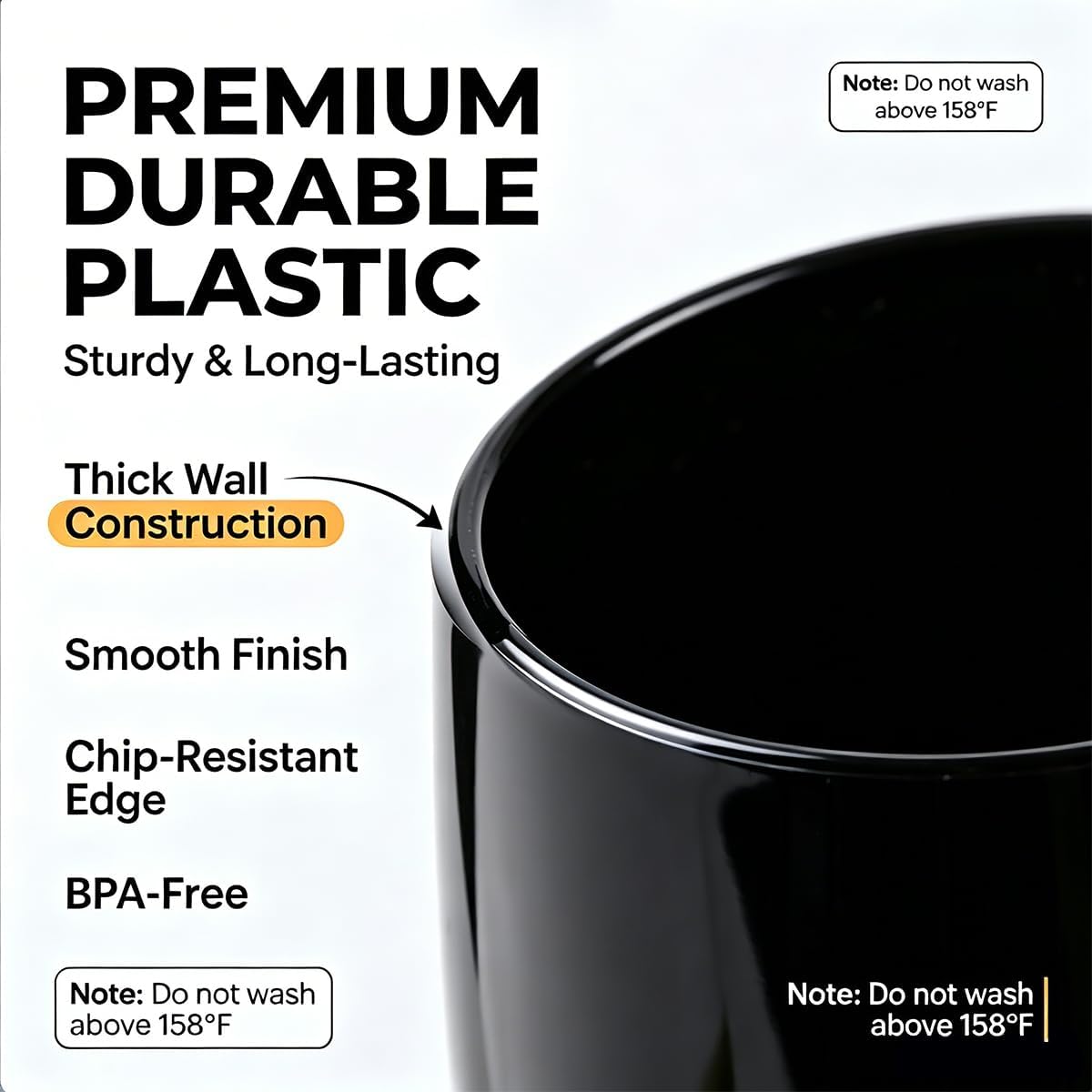 40 Pcs Black Plastic Champagne Flutes,6 oz Unbreakable