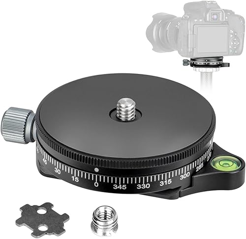 koolehaoda Base panorámica para cámara con placa de estilo Arca Suiza, cabeza de trípode panorámica negra de aleación de aluminio con nivel de