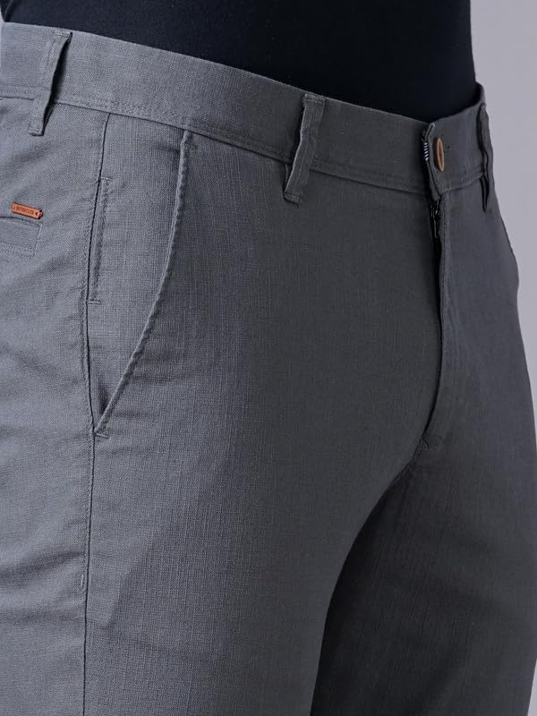 Image of British Club 100% Cotton Slim Fit Flat-Front Trousers for Men | Tailored Design for a Clean Look | Versatile for Office & Casual Wear | Lightweight Breathable Fabric | Black
