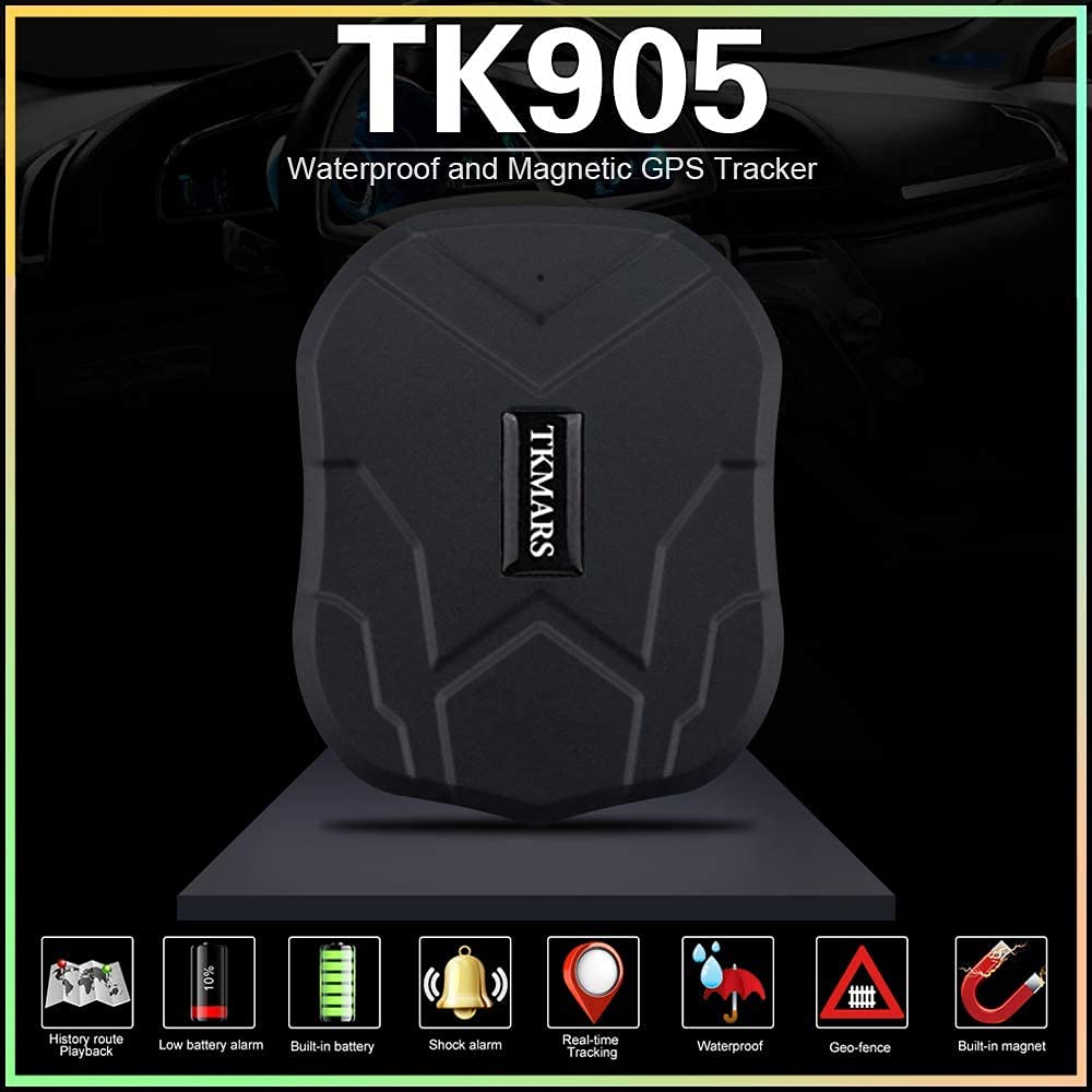 TKMARS Localizzatore GPS per Auto Senza Abbonamento con APP GPS Tracker Standby Impermeabile Magnete Potente e Batteria da 5000mAh con Geo-fence Smart Alarm TK905 5000mAh