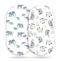 Vista 62 de Juego de 2 sábanas elásticas ultra suaves para moisés, ajuste universal para moisés, cesta de moisés, colchón rectangular ovalado, seguro y cómodo