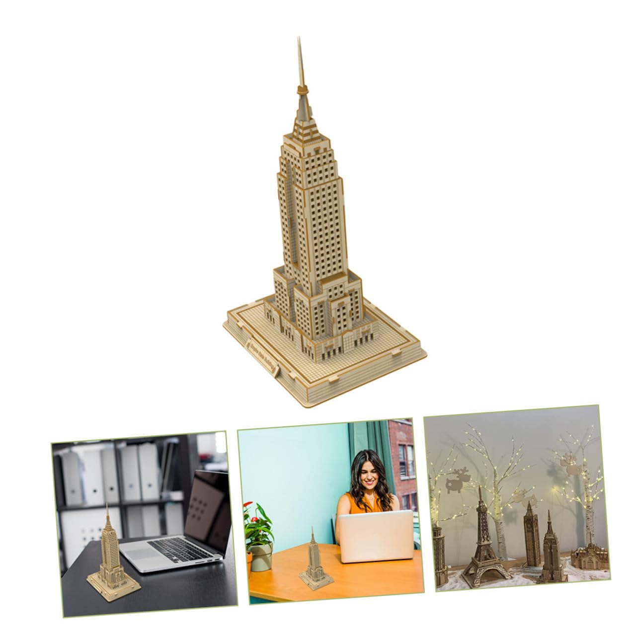 Abaodam Puzzle 3D en Bois Soi-Même Gratte-Ciel Célèbre Éducatif en Bois pour Adultes et Adolescents Modèle Architectural Décoratif et Stimulant la Créativité