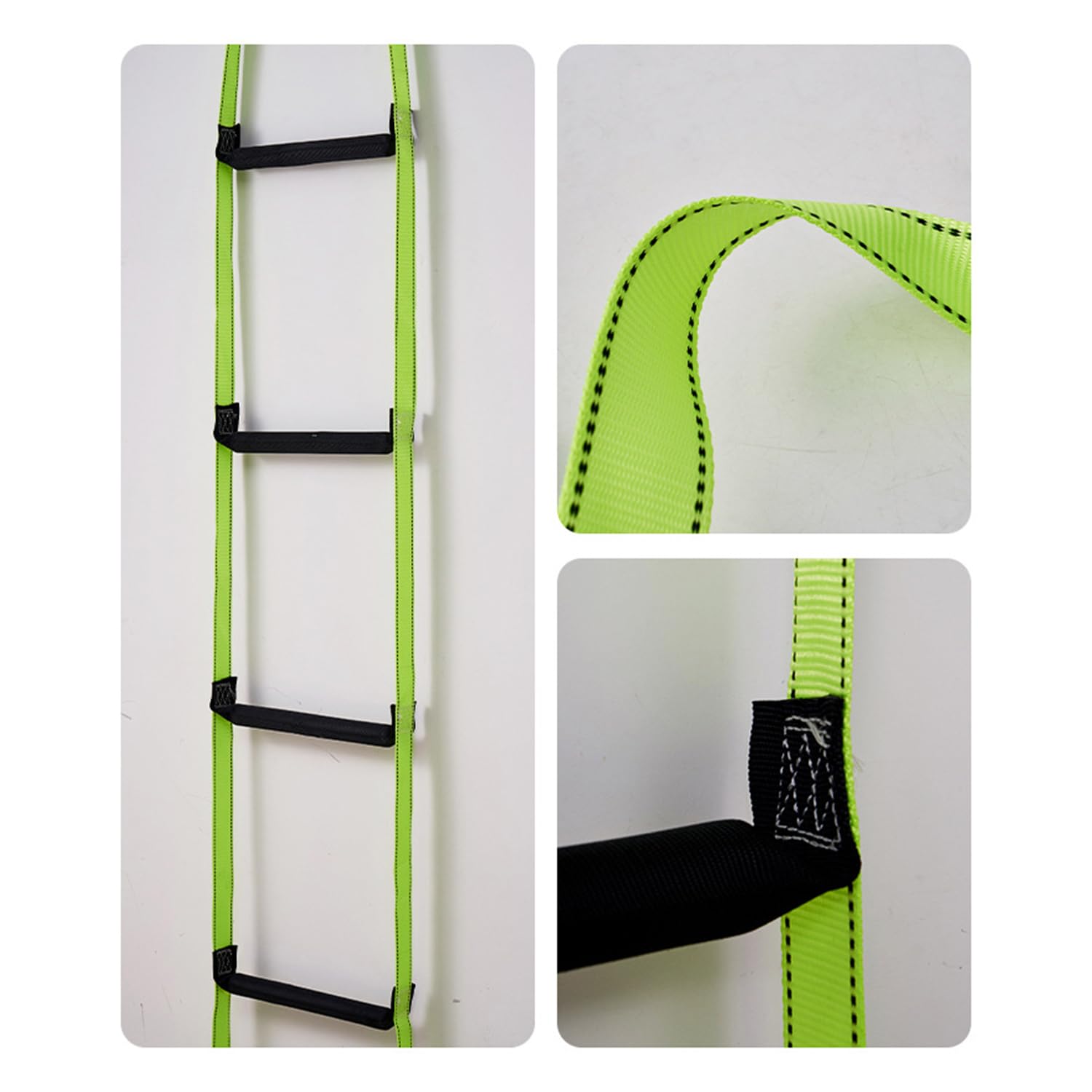 Escalera De Cuerda,8m Escalera Trenzada,Portátil para Emergencias,Adecuada para Casas De 3-5 Plantas,Balcones y Barandillas,con Una Capacidad De Carga De hasta 350 Kg(770 Libras),Verde