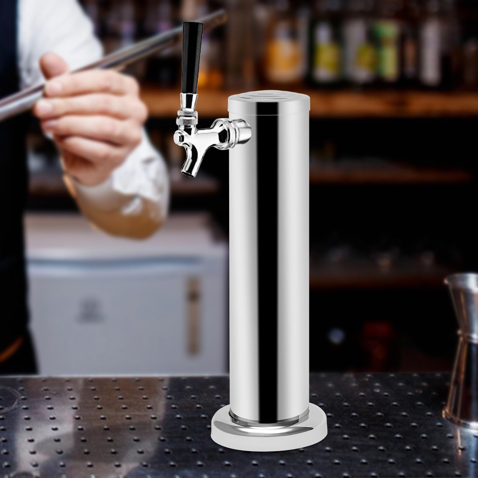 Dispensador de cerveza de acero inoxidable, con grifos, columna de vino, columna de vino, color plateado