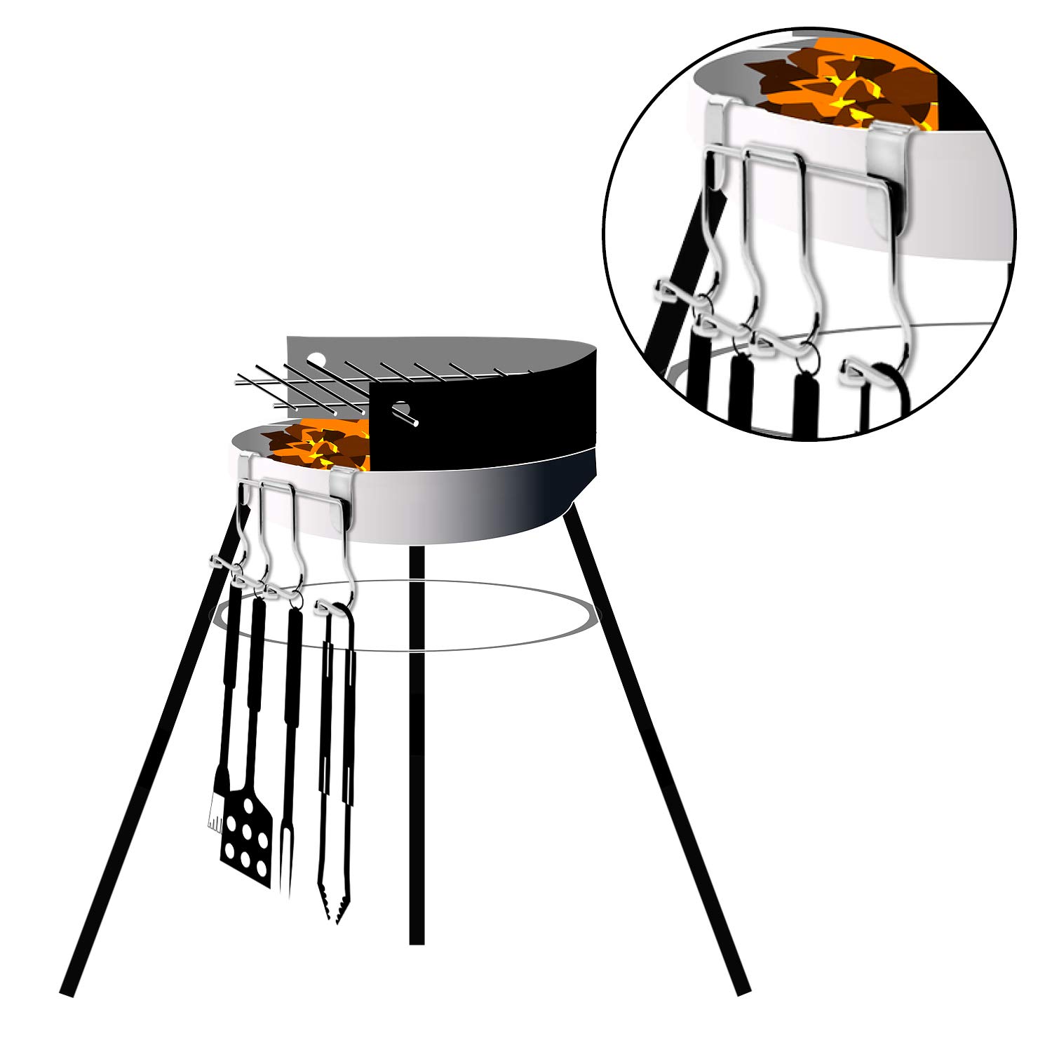 Custodia Per Utensili Da Barbecue In Tessuto Oxford, Grande Capacità, 50x15x15 Cm, Borsa Nera Portautensili Per Grigliate, Campeggio E Feste - 3